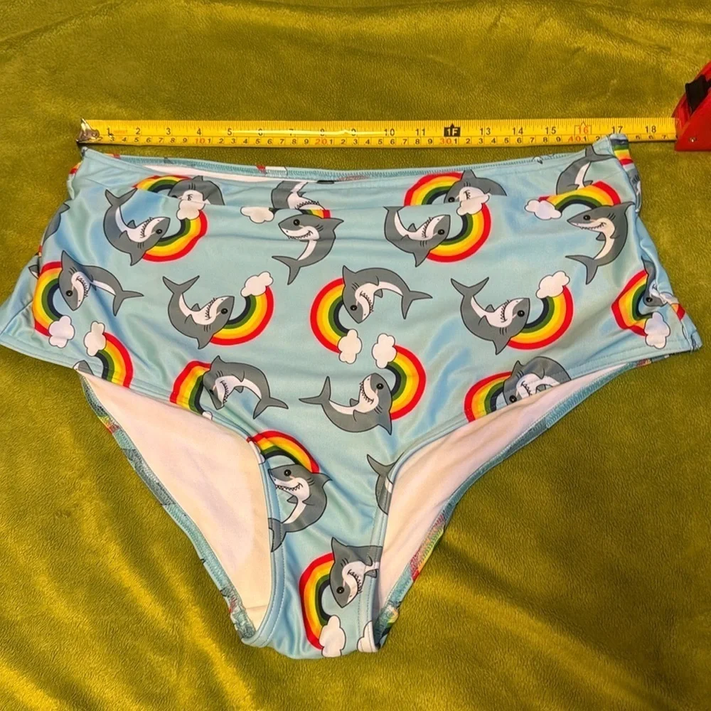 ModCloth X Collectif Rainbow Shark Swim 1X and Blue Gingham 1 piece